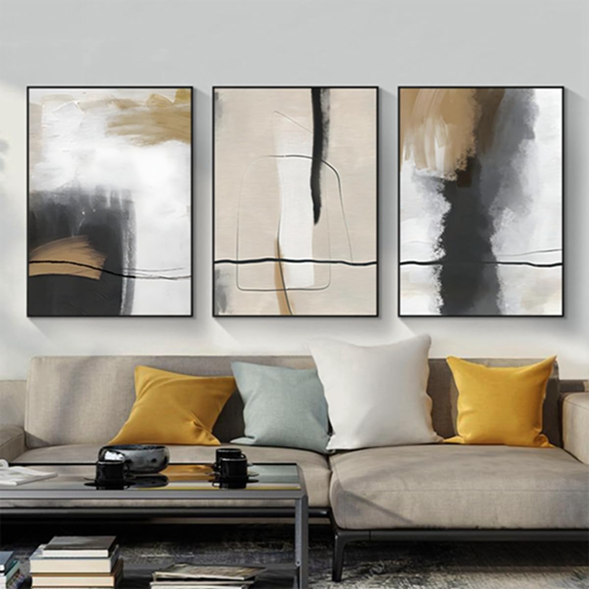 Bohemian Poster Set: Aesthetic Plant Pictures, Modern Abstract Art Wall Pictures, Boho Decorative, Without Frame (3 Pieces, 4.40 x 60 cm)