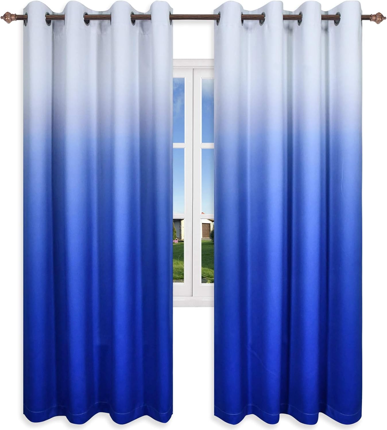 KEQIAOSUOCAI Grommet Top Ombre Curtains 