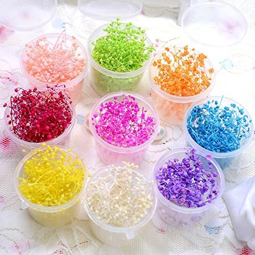 1 Box Babysbreath Dried Flowers Nail Art DIY Preserved Flower With Box Glass Bottle Decor