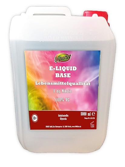 LAGUNA 100% Glycerin E Liquid Base 5L VG pur'für mehr Dampf' PUR Vape OHNE Nikotin 0 5000 ml OHNE Nikotin