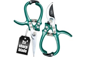 Modern Sprout Hand Pruners & Shears Set with Blister Pack - Lightweight Gardening Tools with Easy Lock - Sharp Carbon Steel Blades -Rust Resistant Scissors for Herbs, Flowers - Ocean