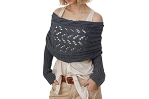 KAOBIO Sweater Scarf with Sleeves for Women Multi-Use Knitted Cable Wrap Shrugs Crochet Fashion Shawl Cape