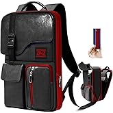 ZINZ Slim & Expandable Laptop Backpack 15.6 Inch, Computer Rucksack Water Resistant Bag, Anti-Theft Travel Daypack for Men and Women-Black&Red