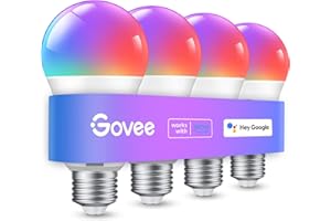 Govee Smart Light Bulbs, WiFi Bluetooth Color Changing Light Bulbs, Music Sync, 54 Dynamic Scenes, 16 Million DIY Colors RGB
