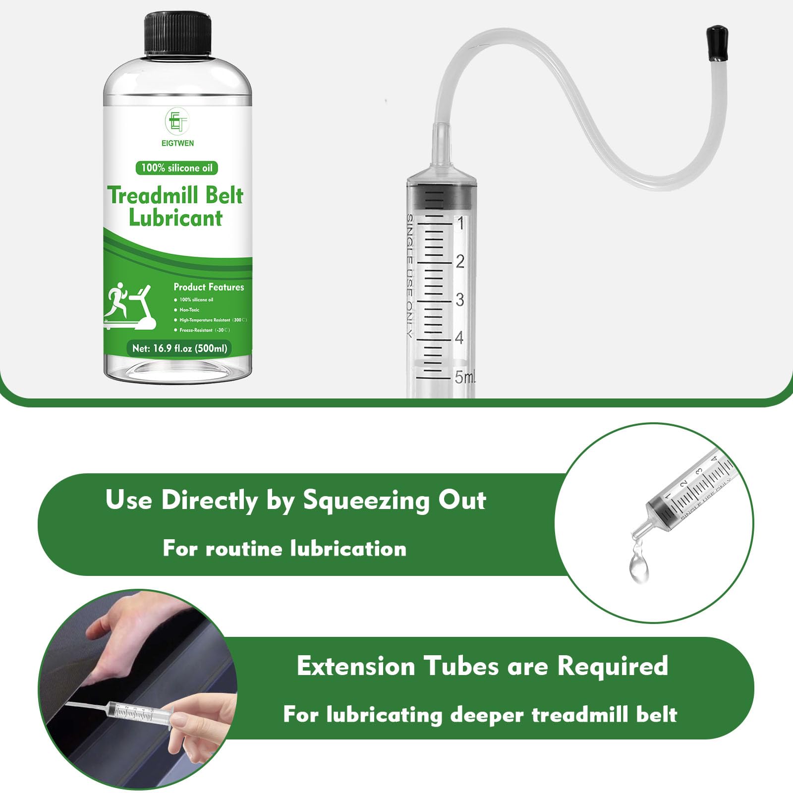 EIGTWEN 500ml Laufbandöl, 100% Silikonöl, Hochtemperaturbeständig, Stabil, Geeignet für die meisten Laufbandtypen 5
