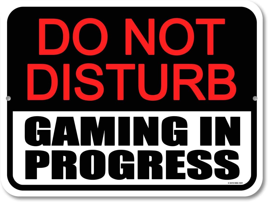 Honey Dew Gifts Funny Signs, Do Not Disturb Gaming in Progress 9 inch by 12 inch Metal Aluminum Novelty Signs, Made in USA