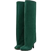 DOBOYG Suede Knee High Boots for Women Thigh High Boots Wide Calf Square Toe Stiletto Tall Boots