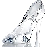 QFkris Cinderella Glass Slipper Decoration for Girls Room Decor, 4" Cinderella Heels Glass Shoes for Party Decorations, Princess Birthday Bedroom Decor, Valentines Day Gift for Women