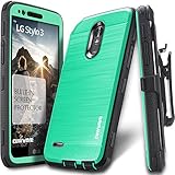 LG Stylo 3 / Stylo 3 PLUS Case, COVRWARE [IRON TANK] Built-in [Screen Protector] Heavy Duty Full-Body Rugged Holster Armor [Brushed Metal Texture] Case [Belt Clip][Kickstand] For LS777, Teal