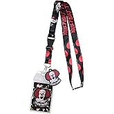 IT The Movie Pennywise ID Lanyard Badge Holder with and 2" Rubber Charm Pendant