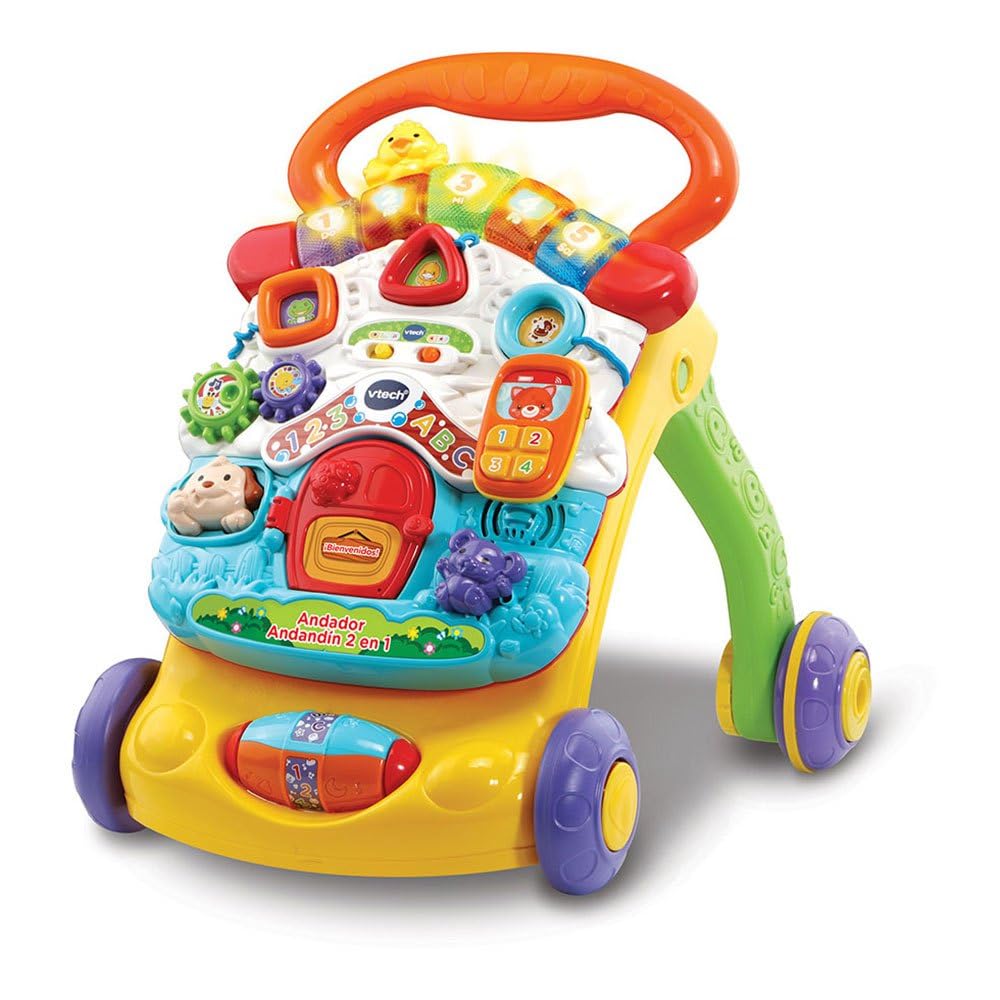 VTech - Walker 2 in 1, Walker with Music and Lights, Folding Legs, Removable Panel, Speed Regulator, Multi-Colour, ESP Version, Easy Open Packaging