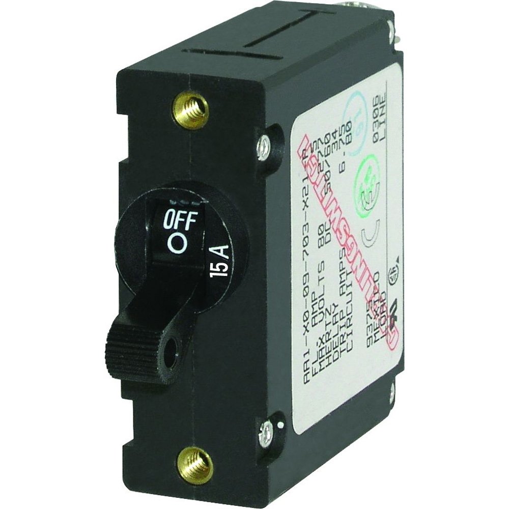 Blue Sea Systems 7208 A-Series Black Toggle Circuit Breaker - Single Pole 15A