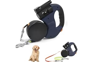 Double Retractable Dog Lead, Double Leash for 2 Dogs, 3M Flexible Retractable Dog Leash Double Leash for Two Dogs with LED Li