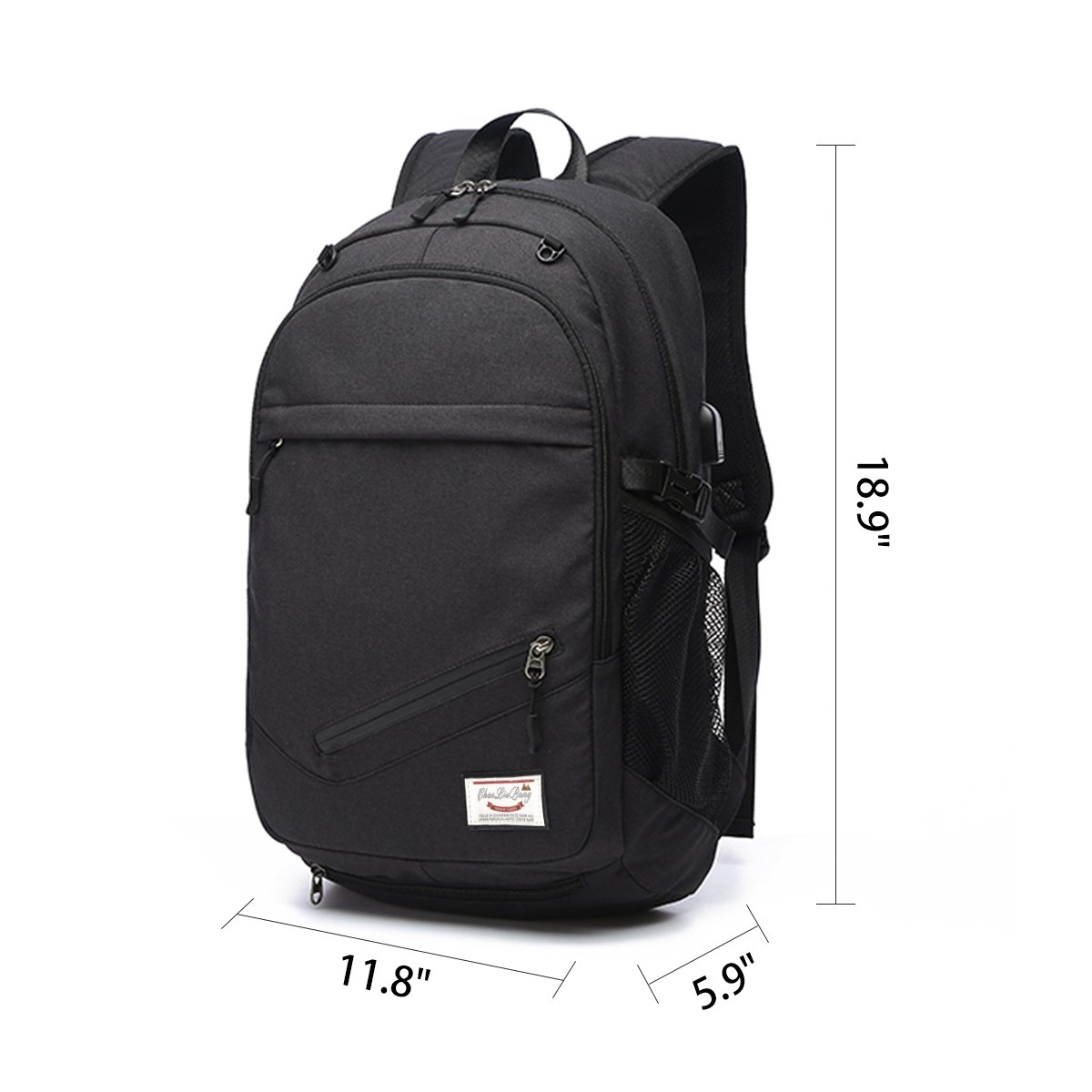 Rucksack Männer Chrislley Wasserdicht Faltbarer Rucksack Mit Basketball Net Und USB Ladeanschluss 15 6 Zoll Leinwand Sport Casual Schule Rucksack Schwarz
