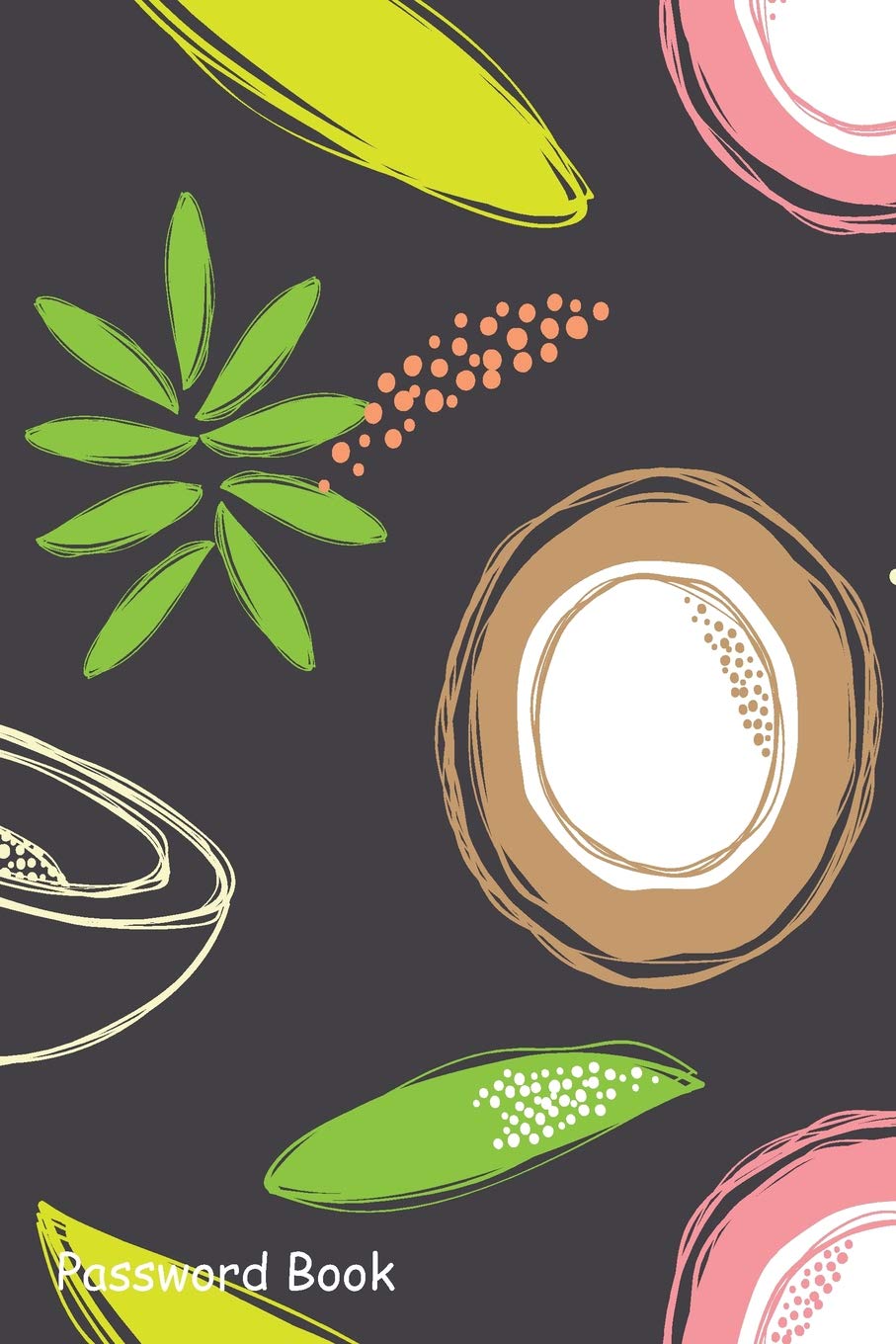 Password Book: Include Alphabetical Index With Coconut art abstract drawing