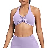 Aoxjox Women's Workout Sports Bras Fitness Taylor Scrunch Halter Bra Yoga Crop Tank