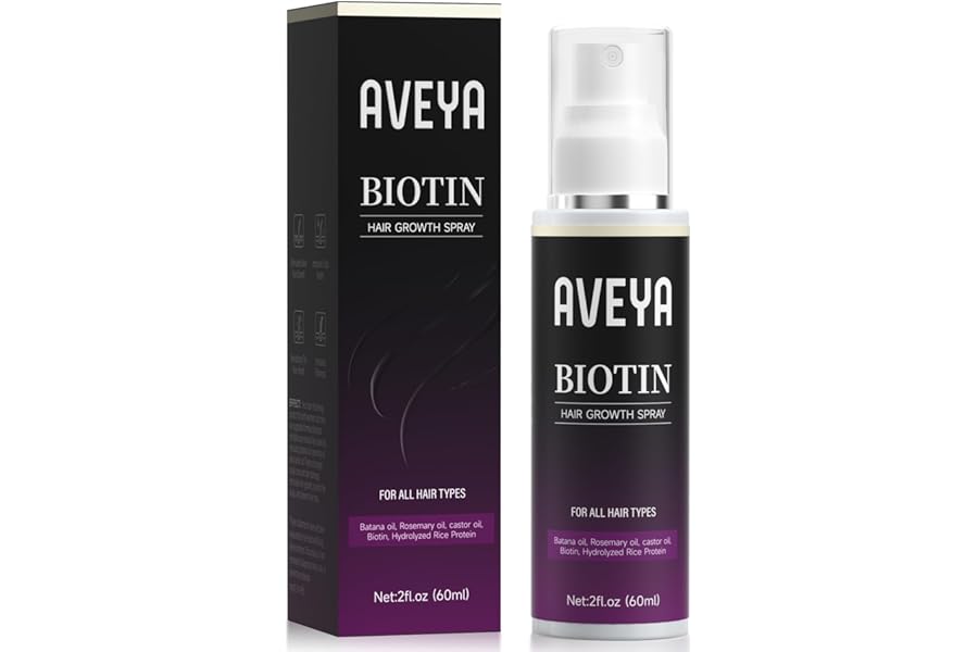 AVEYA Hair Growth Spray, for Women & Men infused with Rosemary Oil,Batana Oil&Biotin for Scalp – Strengthens,Thickens&Accelerates Hair Care – Non-Greasy,Helps Prevent Hair Thinning & Hair Loss – 60ml