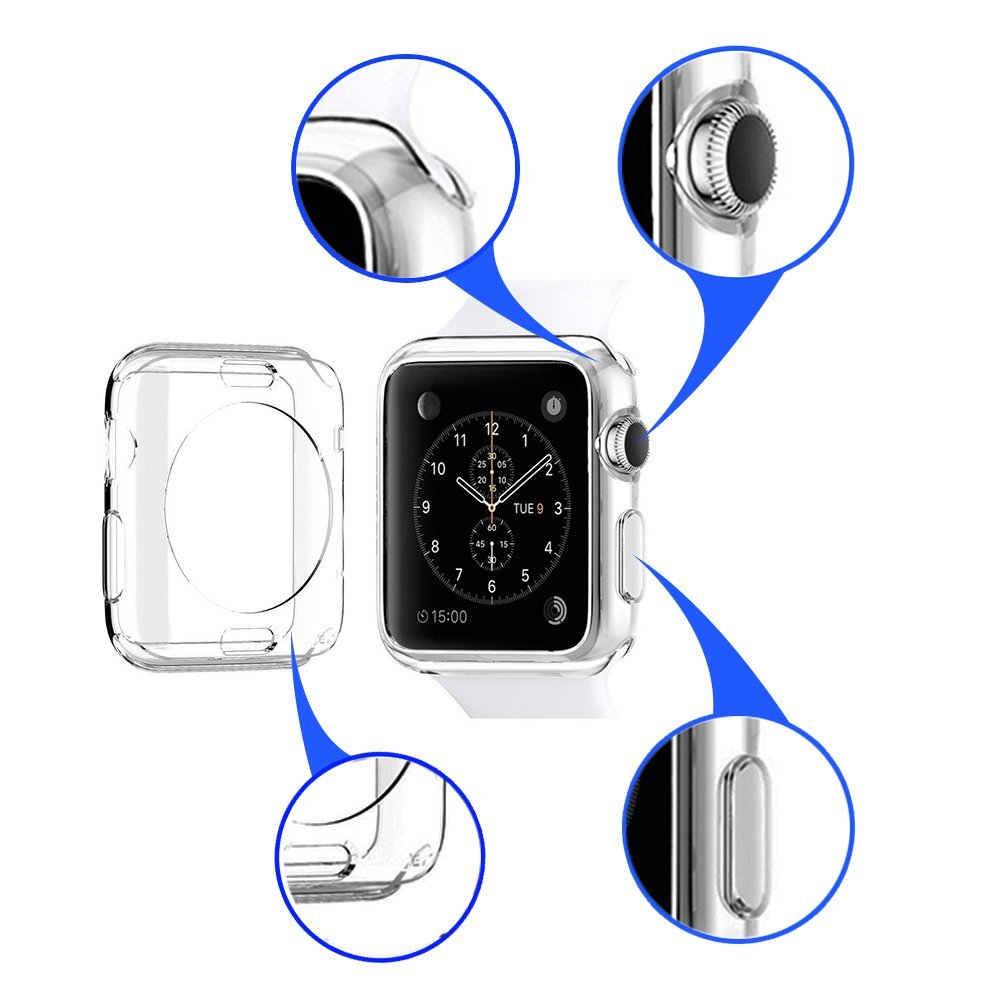 Apple Watch 38mm Screen Protector - Ultra Slim Clear PC Flexible Lightweight Case Protective Bumper Cover for Apple iWatch Series 2 & Series 3 - High Transparency Full Cover for Apple Watch 2017