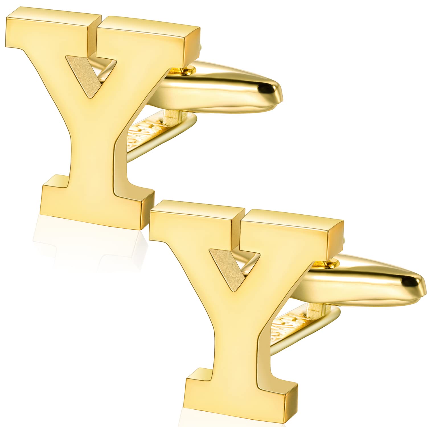 HAWSON Initials Cufflinks for Men Silver Plated Tone Mens Shirt Accessorry-Letter Y