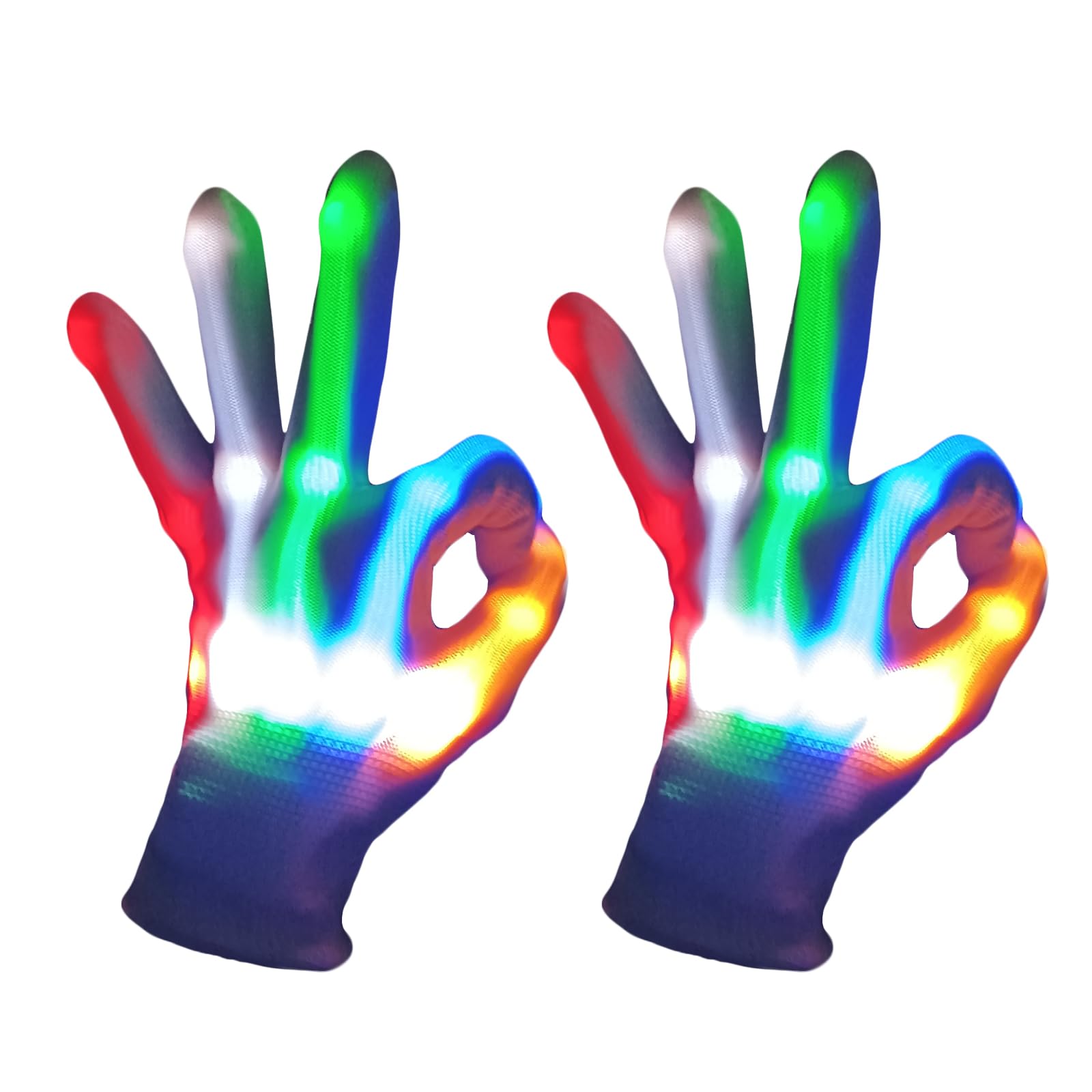 COLEDRE Cool LED Gloves - Girls Boys Toys Age 6-8 8-12, Light up Gloves Stocking Stuffers Fun Gifts for Halloween, Christmas, Easter & Birthday Parties (Medium)