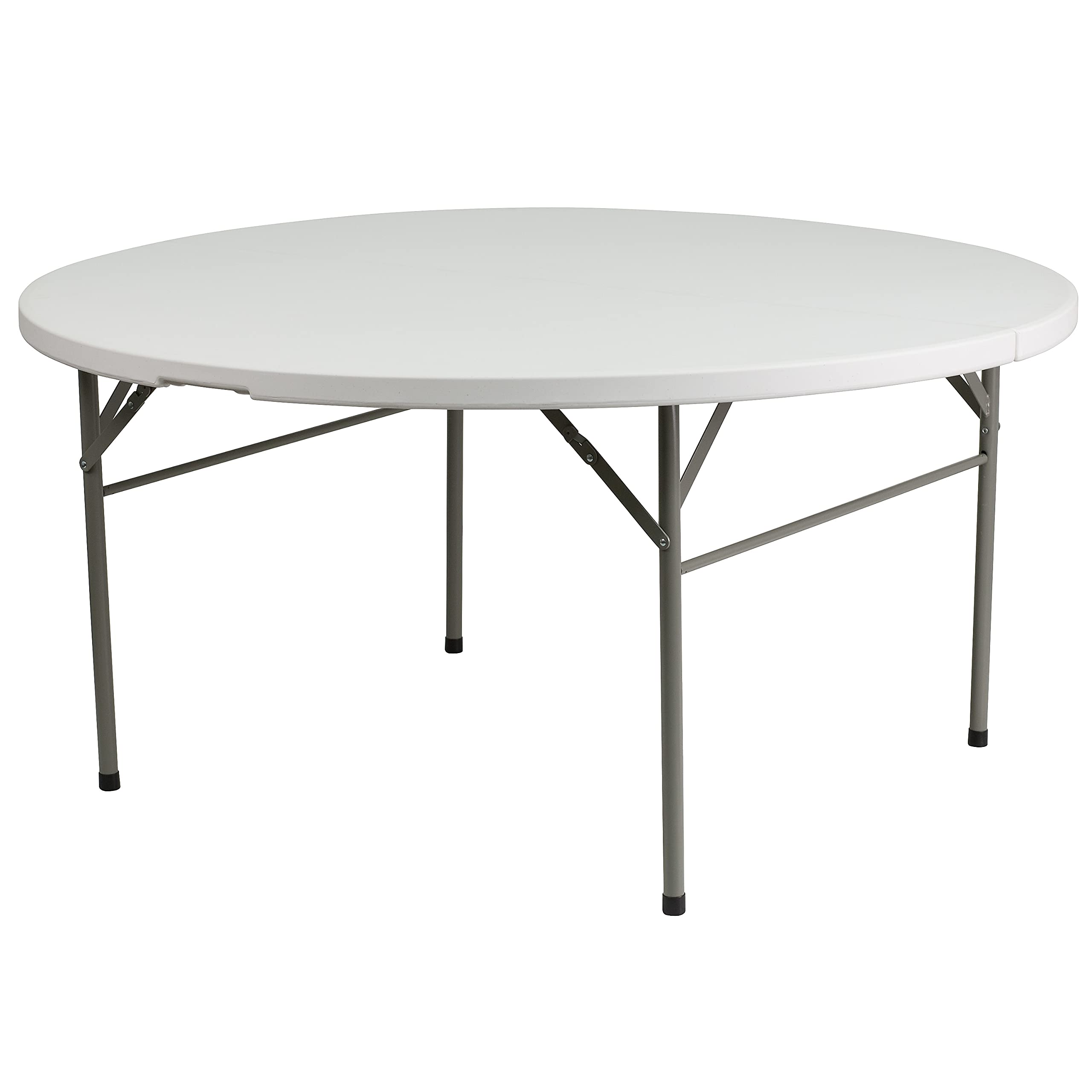 Photo 1 of Flash Furniture Scarborough 5' Round Plastic Folding Table with Carrying Handle, Plastic Foldable Table for Indoor/Outdoor Events, White
