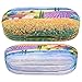 OptiPlix Dual Glasses and Contacts Case - Double Sided 2 in 1 Clamshell Hard Case for Eyeglasses and Contact Lenses with Mirror- Multi-Colored Farmhouse Canvas Print