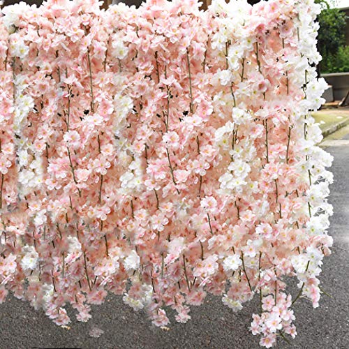 Lmeison Artificial Cherry Blossom, Fake Cherry Blossom Flowers White Hanging Vine Silk Garland Wreath for Wedding Arch Decor Wedding Party Decor, 3 Pack - Thumbnail 7