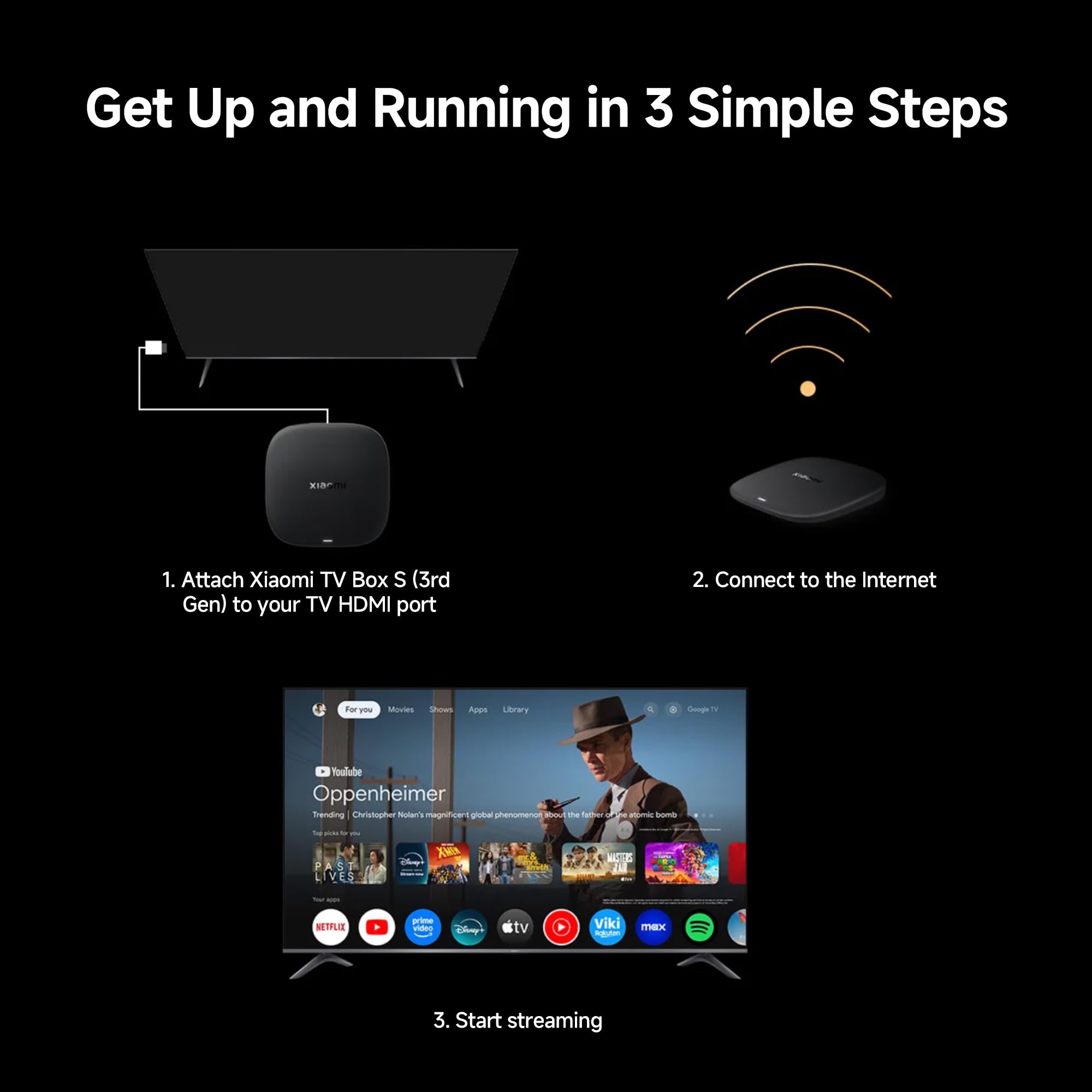 Xiaomi TV Box S 3rd Gen - 4K UHD, Google TV, 32GB Memory, Dolby Vision & Atmos, WiFi 6, HDMI 2.1, Fast Streaming, Compact and Powerful