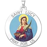PicturesOnGold.com Saint Lucy Religious Medal Color - 3/4 Inch Size of a Nickel -Sterling Silver