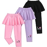 Aura Vane 3 Pack Girls Leggings Kids Clothes Toddler Girls Sweatpants Ruffle Skirt Pants Leggings with Skirt 3-7 Years