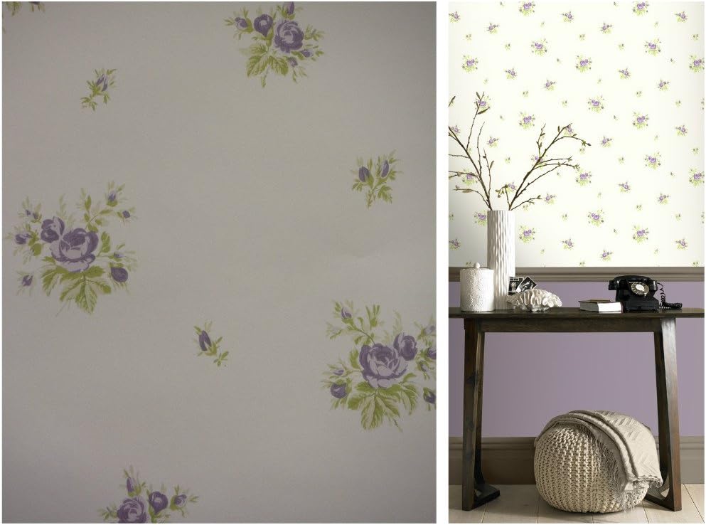 Dolly Mixtures Chintz Rose Lilac Wallpaper 268057