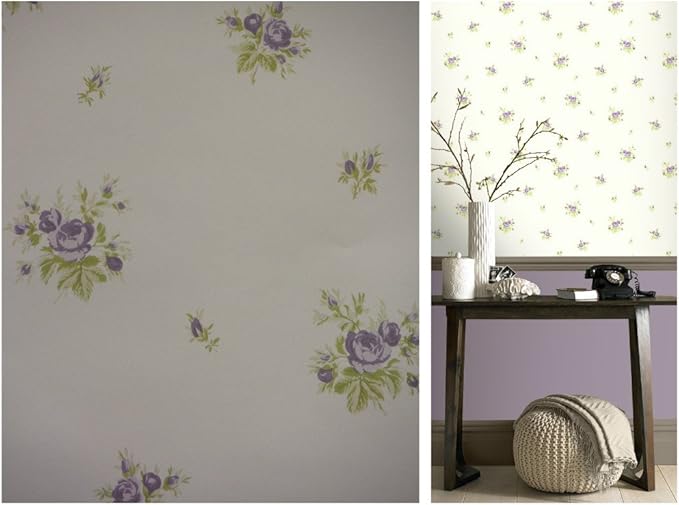 Dolly Mixtures Chintz Rose Lilac Wallpaper 268057 Amazon.co.uk