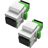 VANDESAIL SC/APC Singlemode Fiber Keystone Jack Coupler, 2 Pack | Compatible with Keystone Wall Plates &amp; Patch Panels, Dust Caps Included, For Fiber Patch Cable, LAN/WAN