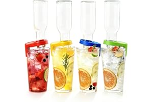 30oz Margarita Glasses with Bottle Clips Set of 4 Large Schooner Beer Mug Shrimp Cocktail Goblets Stemless Water Cups for Bir