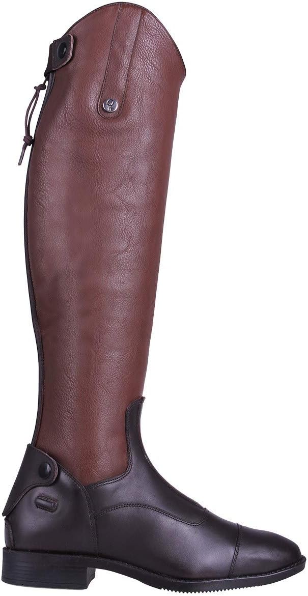 QHP Long Riding Boots Birgit in Black & Brown Wide Calf