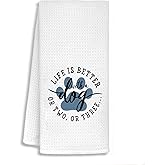 STHTTSW Dog Bathroom Towels, Dog Mom Dad Lovers Owner Gifts for Women Men Dish Waffle Weave Kitchen Towels, Gifts for Pet Lovers Decorative Hand Towels for Kitchen Bathroom Decor, 16x24 Inch