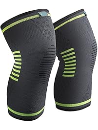 Knee Brace, Sable 1 Pair Compression Sleeve Support for Arthritis, ACL, Running, Biking, Basketball Sports, Meniscus Tear, Faster Recovery; Set of 2, L Size