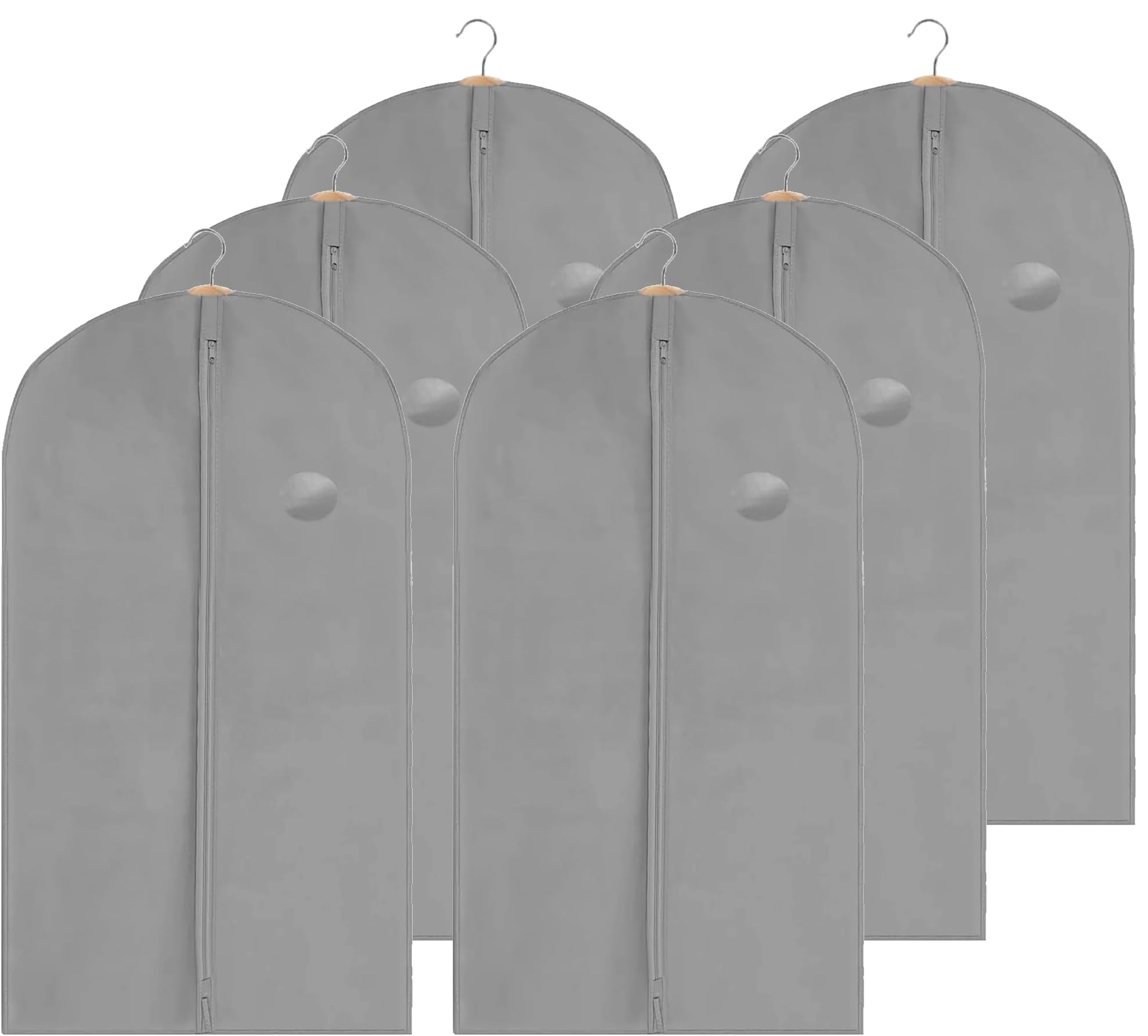 Short Garment Bag, Grey Dress Cover, 6 Pack, 60cm x 100cm, Clothing Storage Bags, Travel, Weddings, Suits, Dresses, Water Resistant Protective Cover, Garment Suit Cases