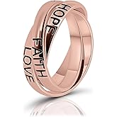 Hoops & Loops 925 Sterling Silver HOPE FAITH LOVE Triple Interlocking Spinner Ring - Intertwined Trio Trinity Rolling Ring for Women & Men, Silver, 14k Gold, Rose Gold Plated