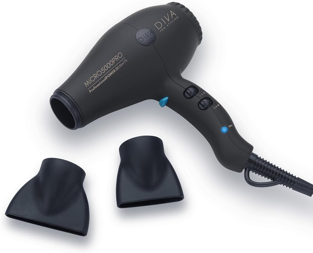 Diva Pro Styling Micro 5000 Pro Dryer 2000W Professional Oil Infused Black