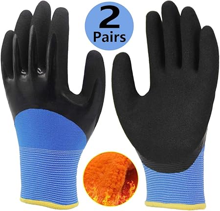 Colorful Double Coating Superior Grip Durable For Outdoor Winter Fishing Garden Construction Ice Snow Activities Polar Fleece Liner Thermal Gloves Cold Weather Work Gloves 2 Pairs