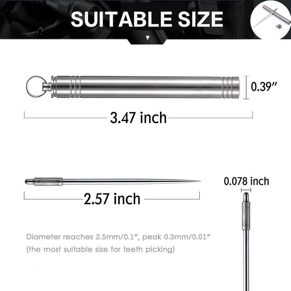 Toothpick Holder,Likorlove EDC Titanium Waterproof Titanium Toothpick + Holder Case with Key Chain Pendant for Travel Hiking Camping Outdoor