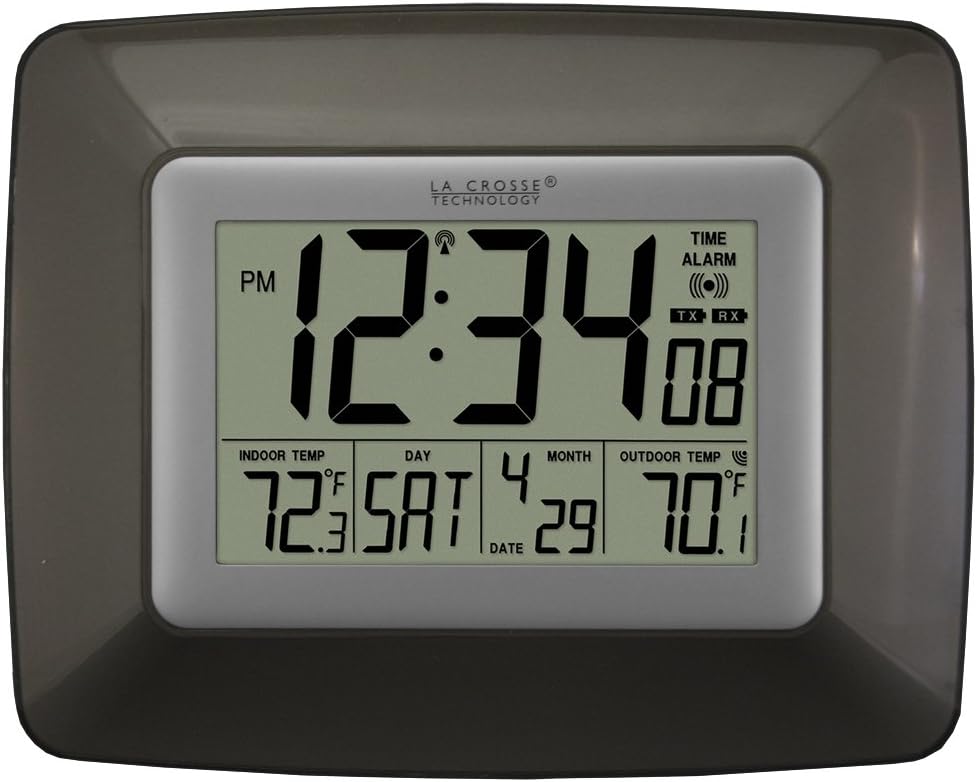 Amazon Com La Crosse Technology Atomic Digital Clock With Indoor Outdoor Temperature Black Home Kitchen