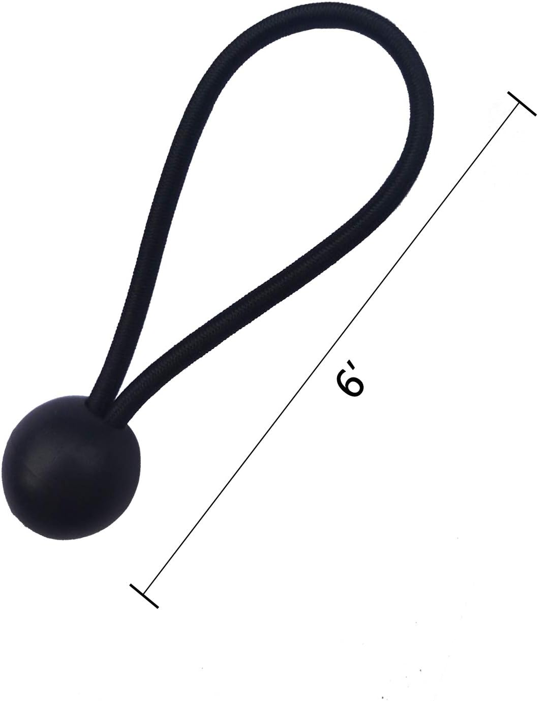 LOVE STORY 6-Inches Ball Bungee, Black, 25 Piece Tie Down Cords for Tarp, Canopy Shelter, Wall Pipe, Fence Screen - - 