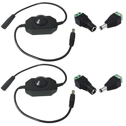 DC 12V-24V 3A PWM Dimmer Schalter Dimmbare LED Strip Controller In-line Dimmschalter Drehdimmer Schnurdimmer Regler Stufenlos