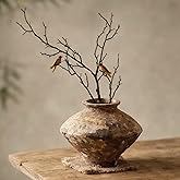 Qinyoung Rustic Vase for Home Decor Rusty Wabi Sabi Style Ceramic Vase Brown Ceramic for Living Room Decor, Rustic Flower Vessel Wabi Sabi Style Decoration for Living Room