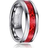 SOXEMAN Tungsten Wedding Band with Colorful Inlay, 8mm Wide Beveled & Polished Edges