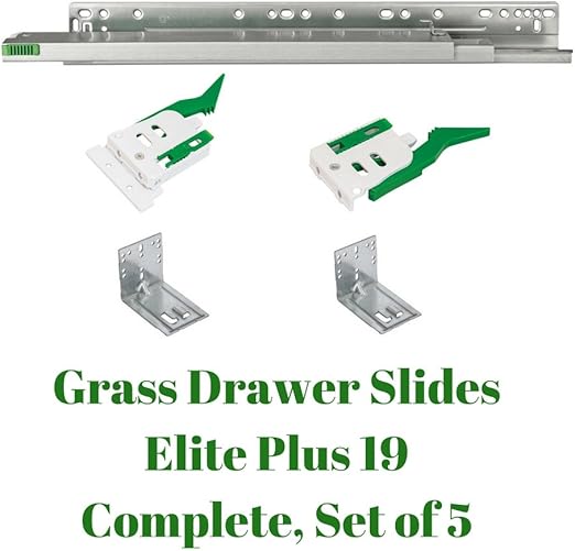 Grass Drawer Slides Elite Plus 19 Complete Set, Full Extension