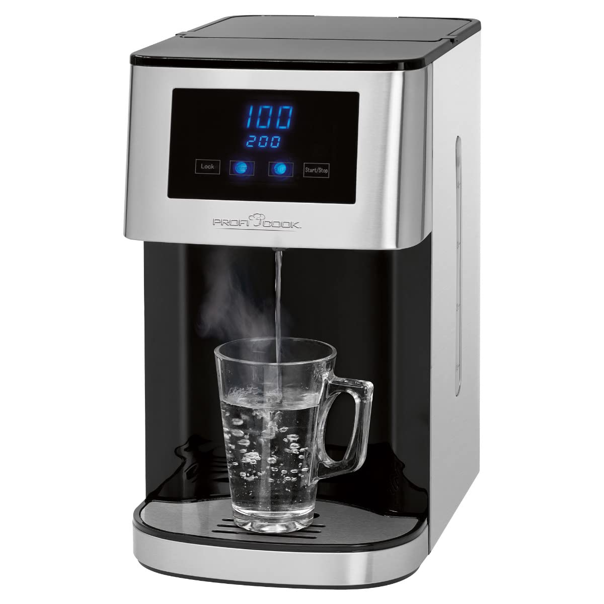 Proficook Profi Cook PC-Hws1145 -Distributeur/Fontaine À Eau Chaude - 100 °C En Environ 3 Secondes - 5 Niveaux De Température - Jusqu'À 4 Litres - Commandes Tactiles - 2600 Watts - Couleur Argent Et Noir