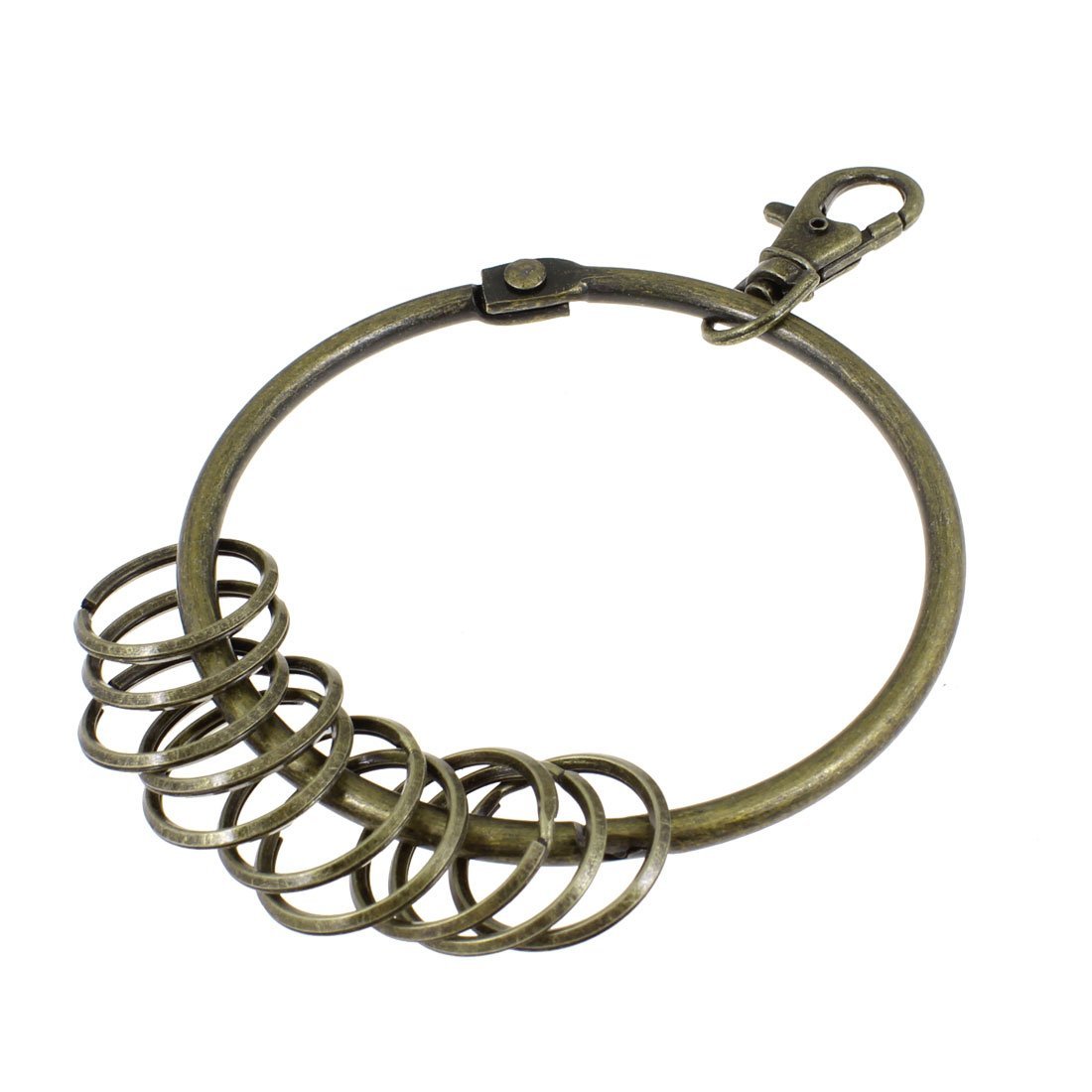 Bronze Tone Lobster Clasp Jailors Keyring 10 Loops Key Chain Ring 3